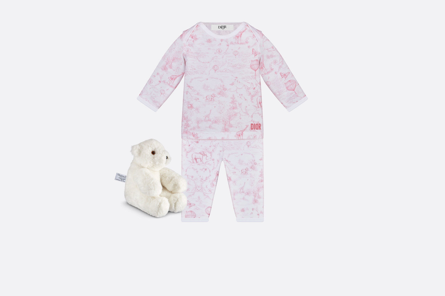 Newborn Gift Set • Ivory Cotton Jersey Printed with Pale Pink Toile de Jouy