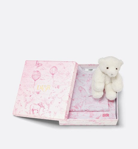 Newborn Gift Set • Ivory Cotton Jersey Printed with Pale Pink Toile de Jouy