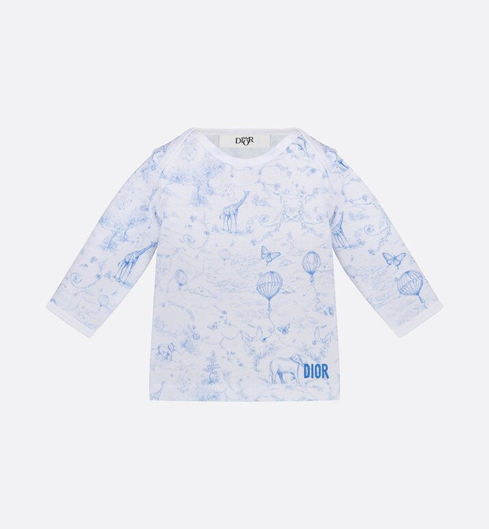 Newborn Gift Set • Ivory Cotton Jersey Printed with Sky Blue Toile de Jouy