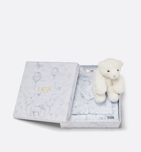 Newborn Gift Set • Ivory Cotton Jersey Printed with Light Gray Toile de Jouy