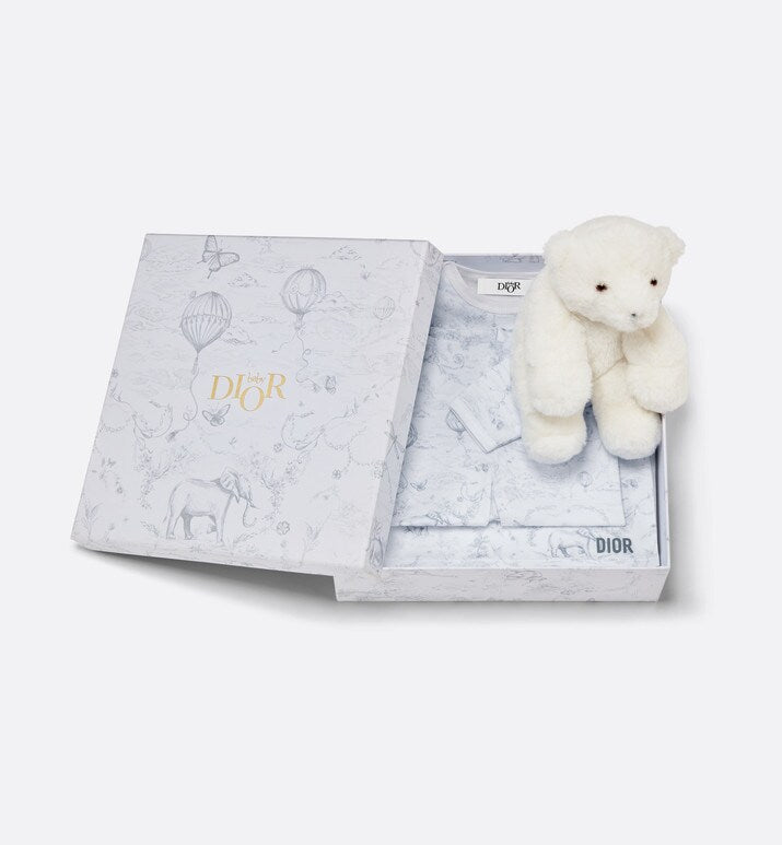 Newborn Gift Set • Ivory Cotton Jersey Printed with Light Gray Toile de Jouy