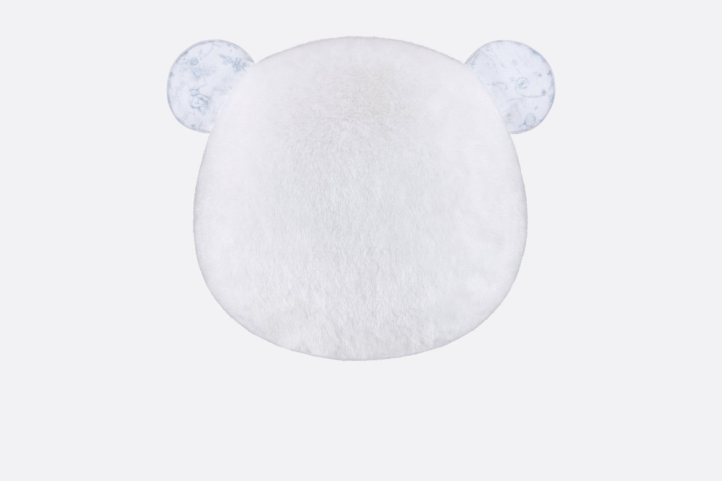 Bear Head Stuffed Toy • Ivory Faux Fur and Cotton Jersey Printed with Gray Toile de Jouy