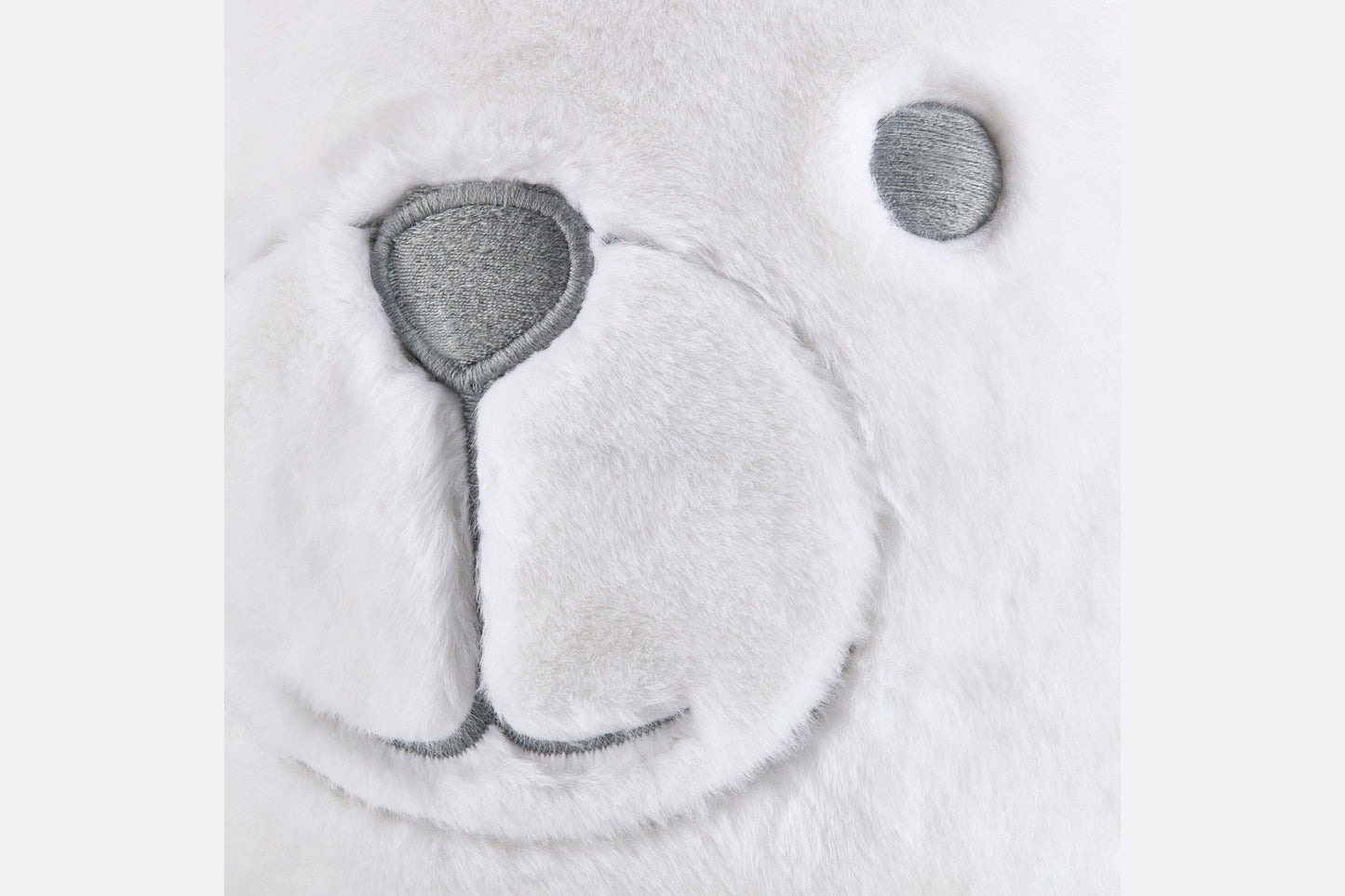 Bear Head Stuffed Toy • Ivory Faux Fur and Cotton Jersey Printed with Gray Toile de Jouy