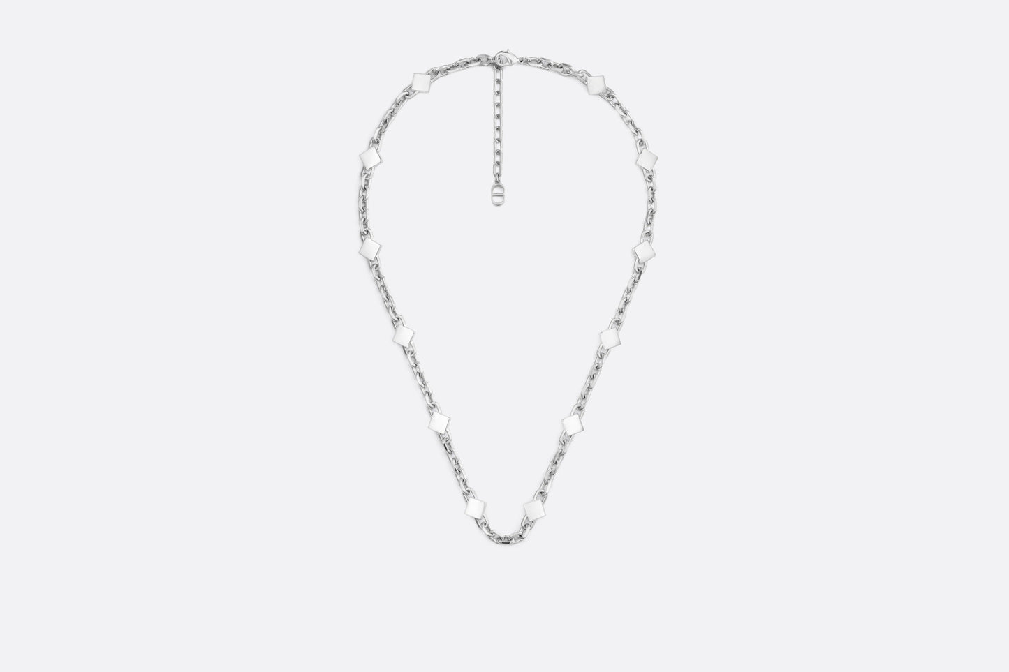 CD Diamond Thin Chain Link Necklace • Silver-Finish Brass and Black Resin