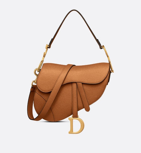 Saddle Bag with Strap • Golden Saddle Grained Calfskin