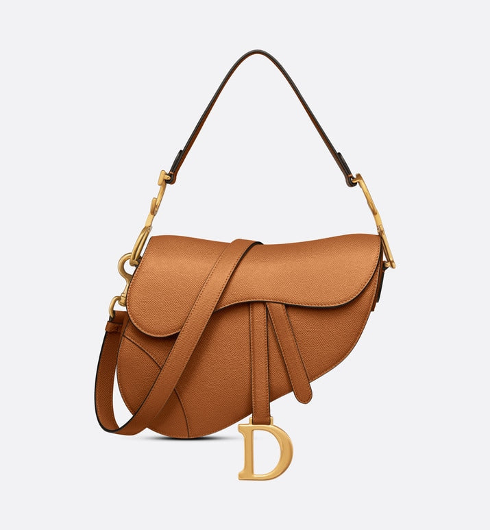 Saddle Bag with Strap • Golden Saddle Grained Calfskin