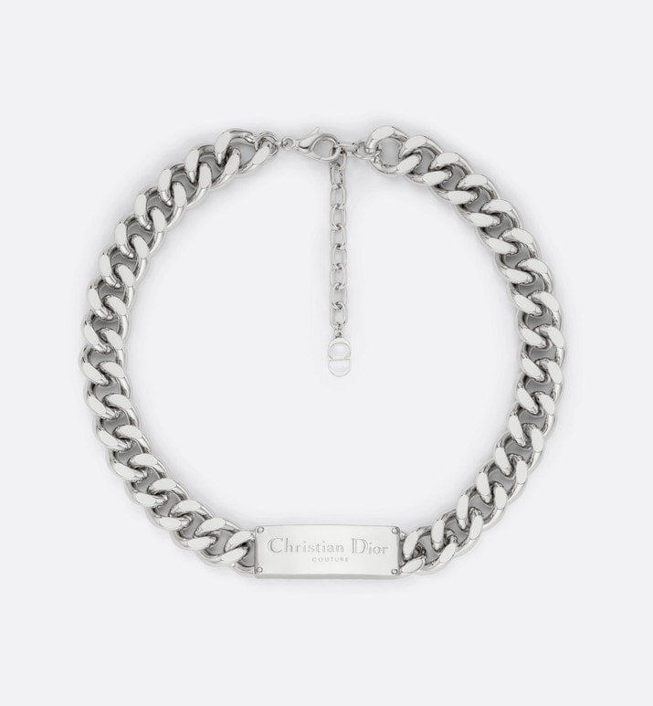 Christian Dior Couture Chain Link Necklace • Silver-Finish Brass
