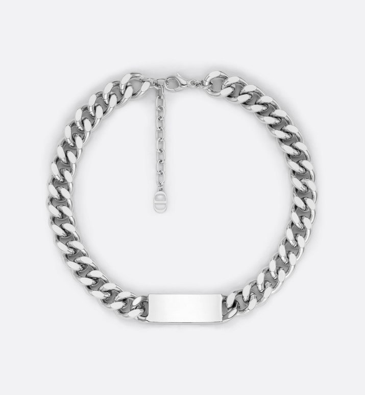 Christian Dior Couture Chain Link Necklace • Silver-Finish Brass