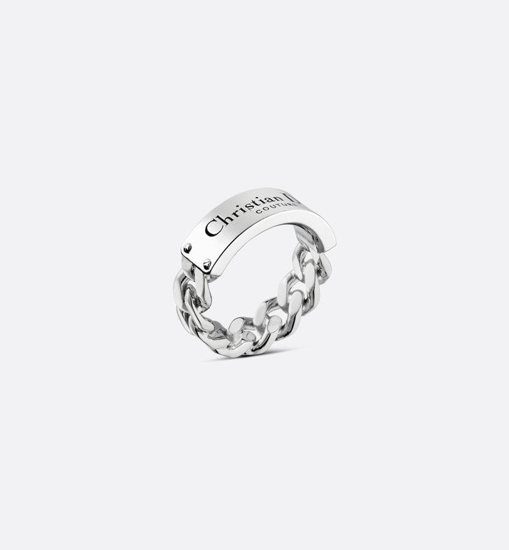 Christian Dior Couture Chain Link Ring • Silver-Finish Brass