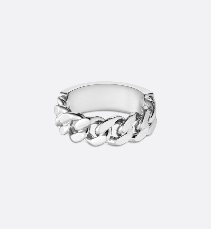 Christian Dior Couture Chain Link Ring • Silver-Finish Brass