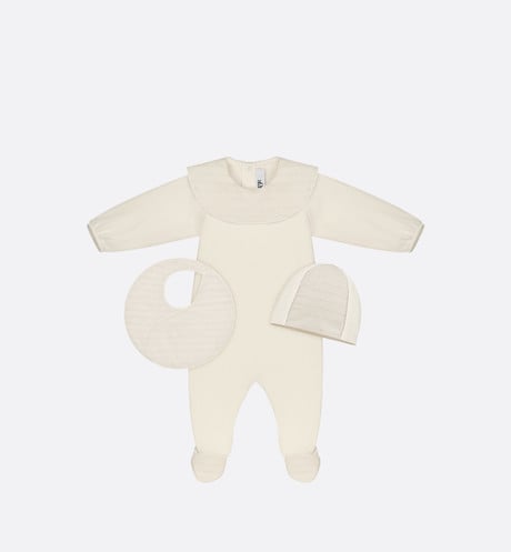 Newborn Gift Set • Ivory Jersey and Cotton Voile with Gold-Tone Cannage