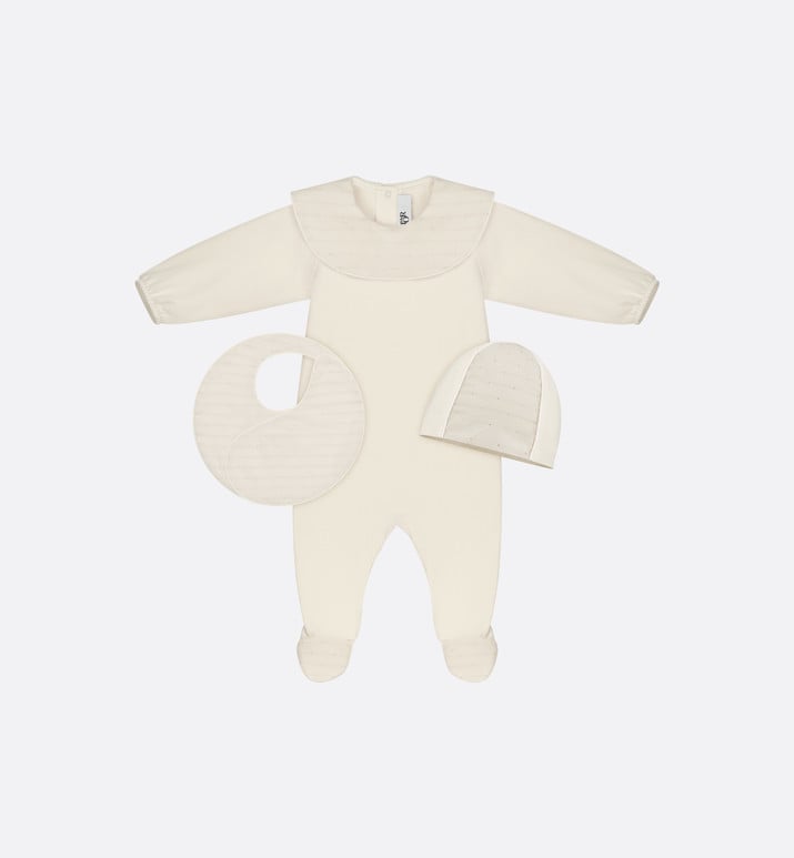 Newborn Gift Set • Ivory Jersey and Cotton Voile with Gold-Tone Cannage