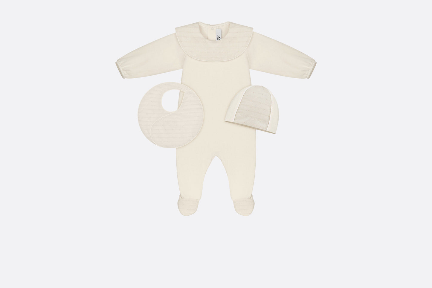 Newborn Gift Set • Ivory Jersey and Cotton Voile with Gold-Tone Cannage