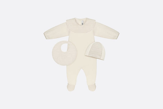 Newborn Gift Set • Ivory Jersey and Cotton Voile with Gold-Tone Cannage