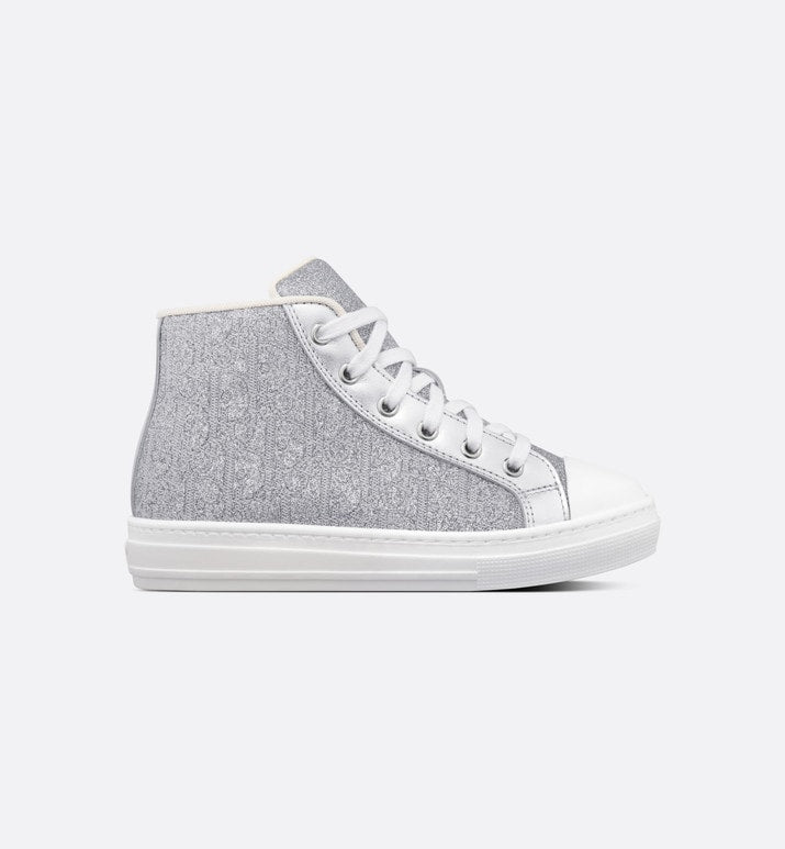 B23 Kid's High-Top Sneaker • Silver-Tone Dior Oblique Technical Fabric