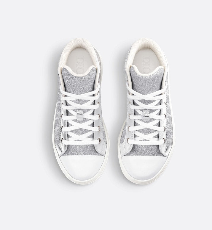 B23 Kid's High-Top Sneaker • Silver-Tone Dior Oblique Technical Fabric