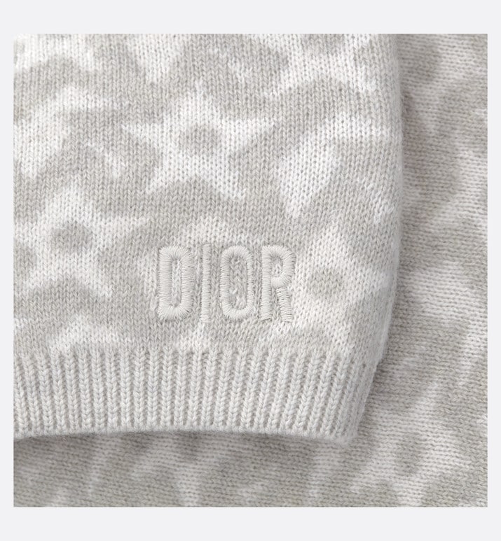 Baby Cardigan • Ivory Wool and Cashmere Jacquard Knit with Gray Stars