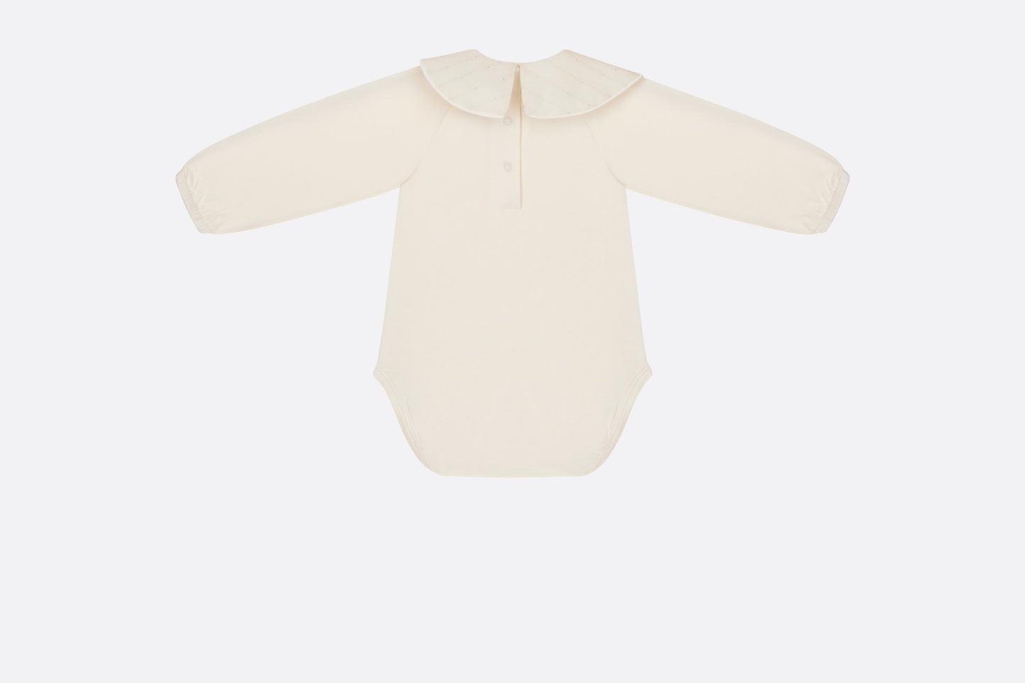 Baby Long-Sleeved Onesie • Ivory Jersey and Cotton Voile with Gold-Tone Cannage