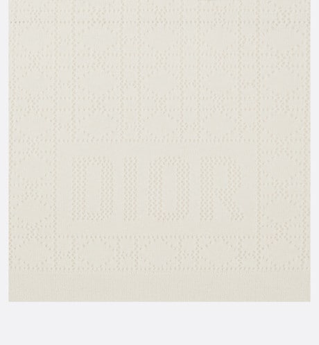 Baby Blanket • Ivory Wool and Cashmere Knit with Gold-Tone Cannage