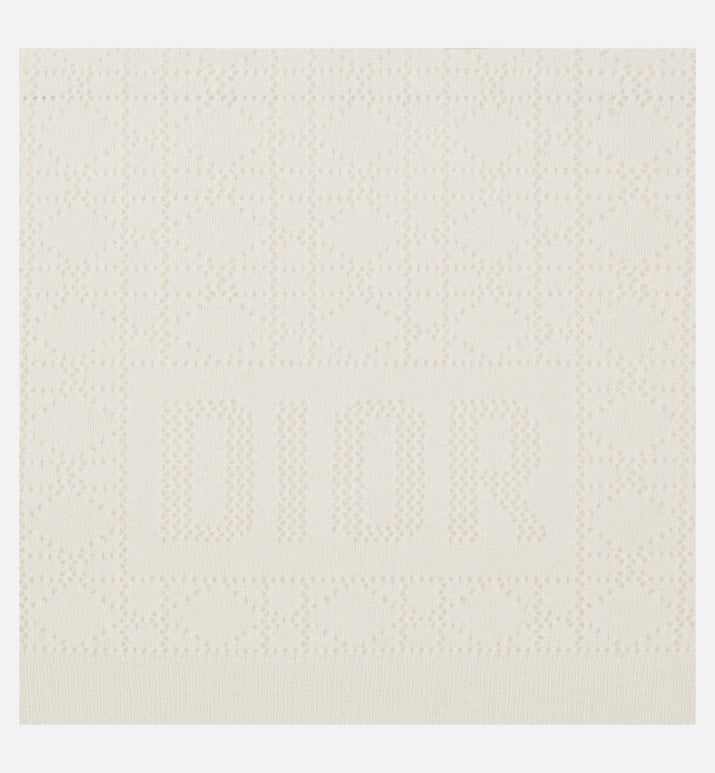 Baby Blanket • Ivory Wool and Cashmere Knit with Gold-Tone Cannage