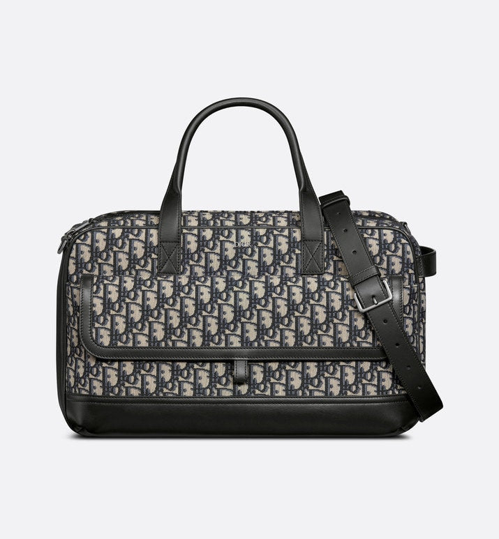 Dior Hit The Road Pet Carrier Bag • Beige and Black Dior Oblique Jacquard and Black Smooth Calfskin