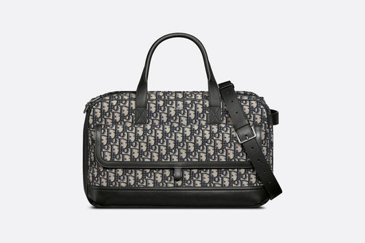 Dior Hit The Road Pet Carrier Bag • Beige and Black Dior Oblique Jacquard and Black Smooth Calfskin