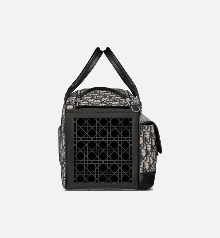 Dior Hit The Road Pet Carrier Bag • Beige and Black Dior Oblique Jacquard and Black Smooth Calfskin