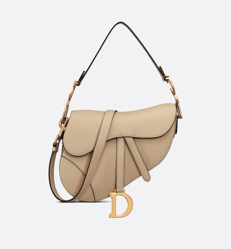 Saddle Bag with Strap • Sand-Colored Grained Calfskin