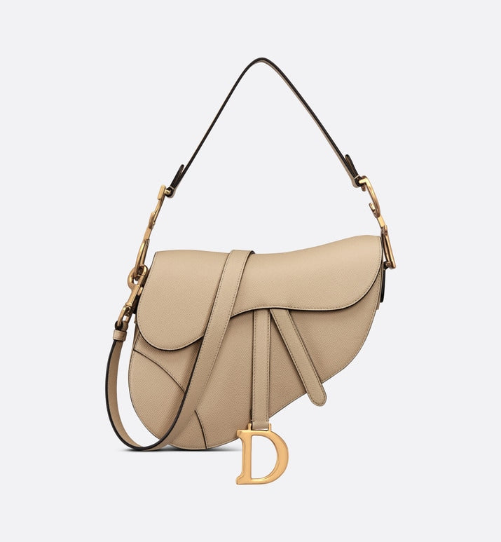 Saddle Bag with Strap • Sand-Colored Grained Calfskin