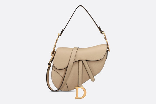 Saddle Bag with Strap • Sand-Colored Grained Calfskin