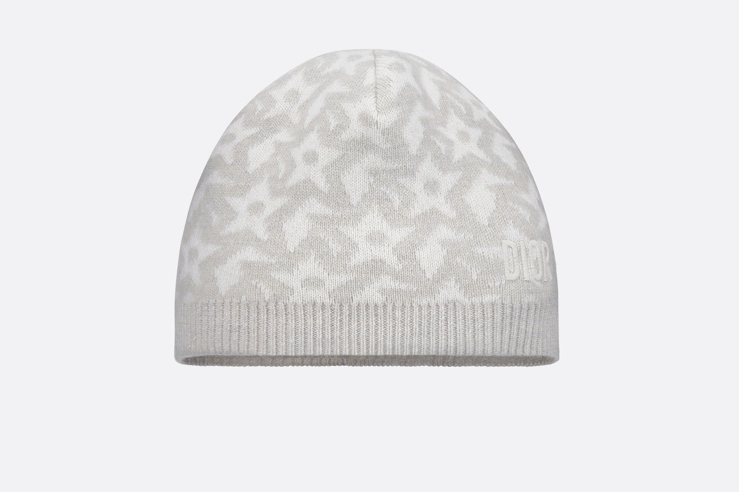 Baby Beanie • Ivory Wool and Cashmere Jacquard Knit with Gray Stars