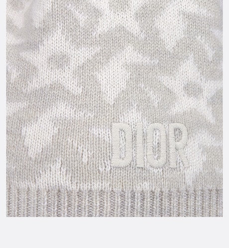 Baby Beanie • Ivory Wool and Cashmere Jacquard Knit with Gray Stars