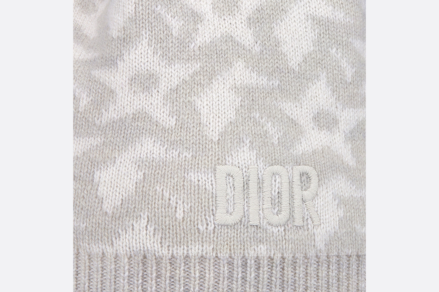 Baby Beanie • Ivory Wool and Cashmere Jacquard Knit with Gray Stars