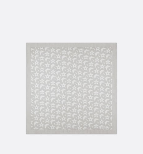 Baby Blanket • Ivory Wool and Cashmere Jacquard Knit with Gray Stars