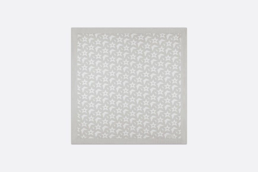 Baby Blanket • Ivory Wool and Cashmere Jacquard Knit with Gray Stars