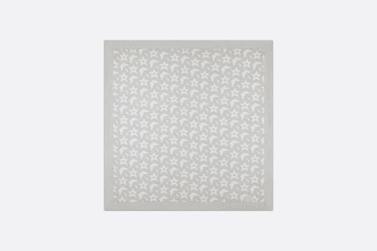 Baby Blanket • Ivory Wool and Cashmere Jacquard Knit with Gray Stars