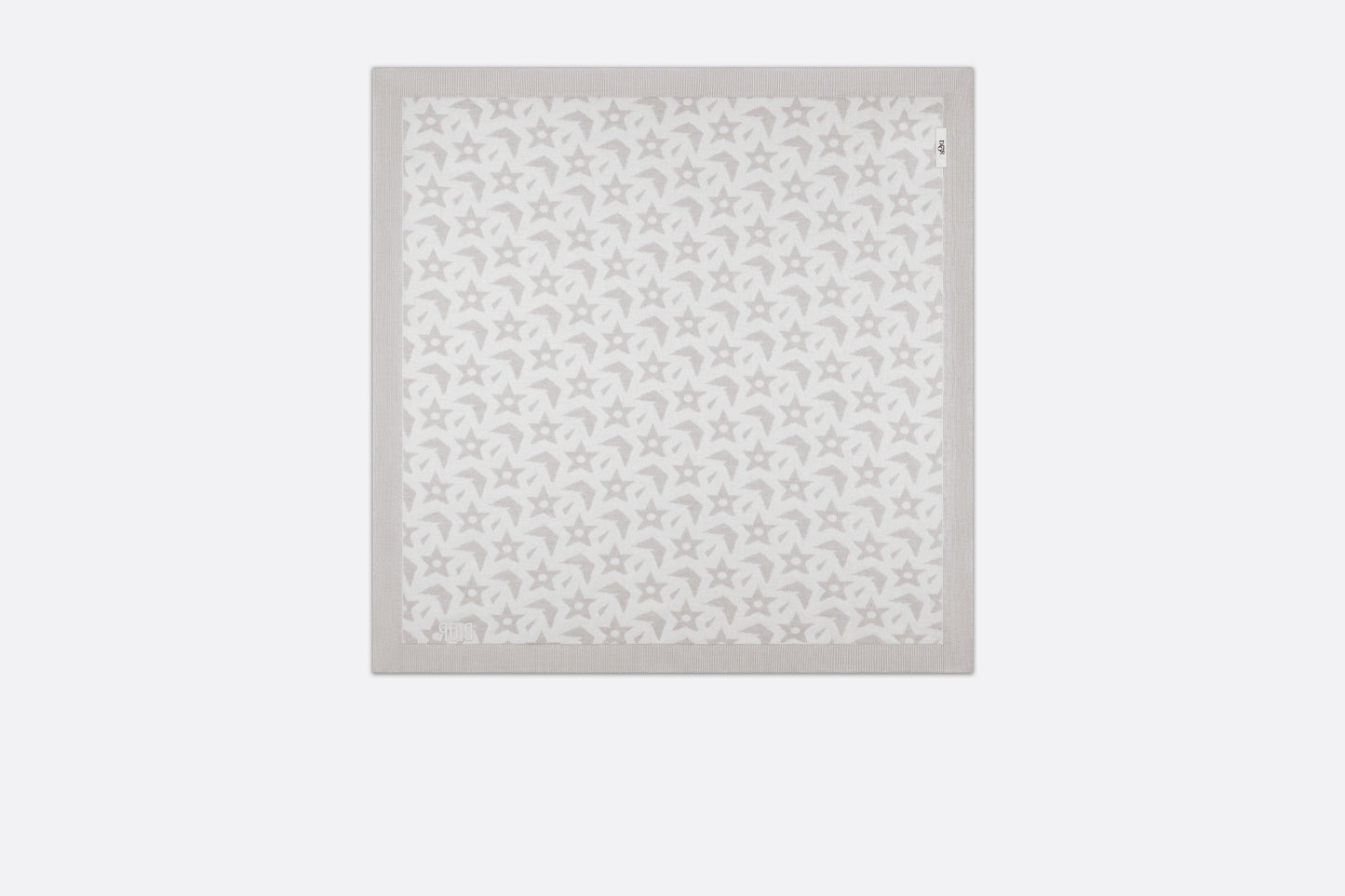 Baby Blanket • Ivory Wool and Cashmere Jacquard Knit with Gray Stars