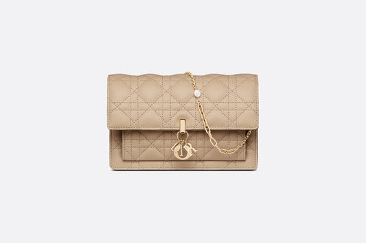 Lady Dior Chain Pouch • Sand-Colored Cannage Lambskin