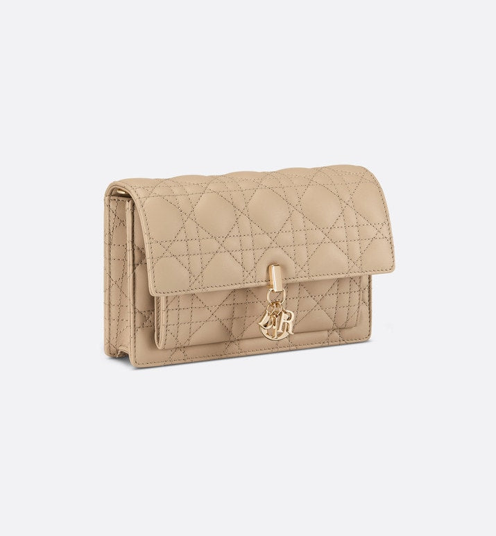 Lady Dior Chain Pouch • Sand-Colored Cannage Lambskin