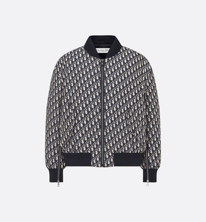 Bomber Jacket • Blue Technical Taffeta Jacquard with Dior Oblique Motif