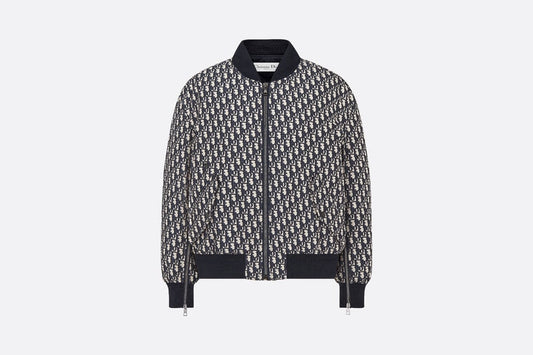 Bomber Jacket • Blue Technical Taffeta Jacquard with Dior Oblique Motif