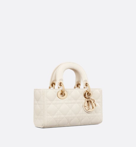 Small Lady D-Joy Bag • Latte Cannage Lambskin