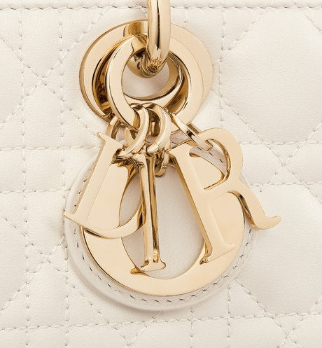 Small Lady D-Joy Bag • Latte Cannage Lambskin