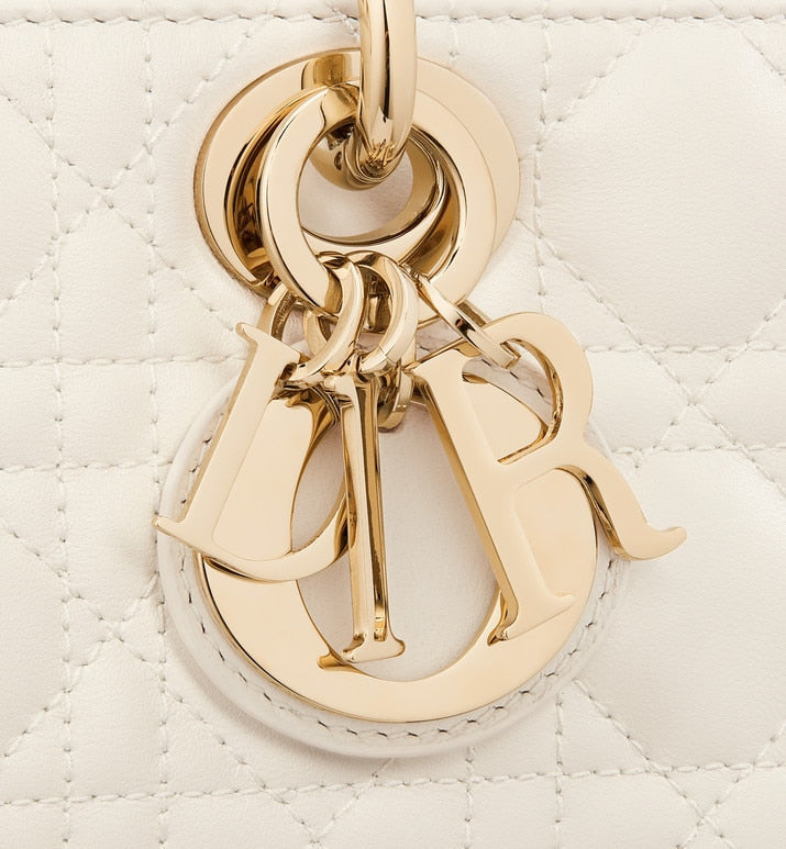 Small Lady D-Joy Bag • Latte Cannage Lambskin