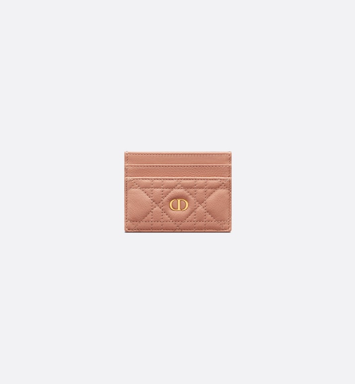 Dior Caro Five-Slot Card Holder • Rose Des Vents Supple Cannage Calfskin