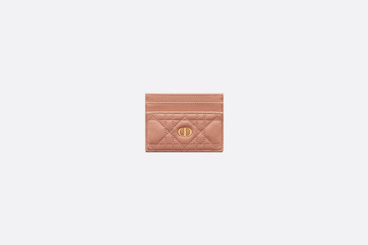 Dior Caro Five-Slot Card Holder • Rose Des Vents Supple Cannage Calfskin