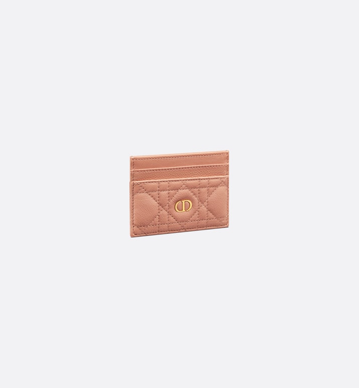 Dior Caro Five-Slot Card Holder • Rose Des Vents Supple Cannage Calfskin