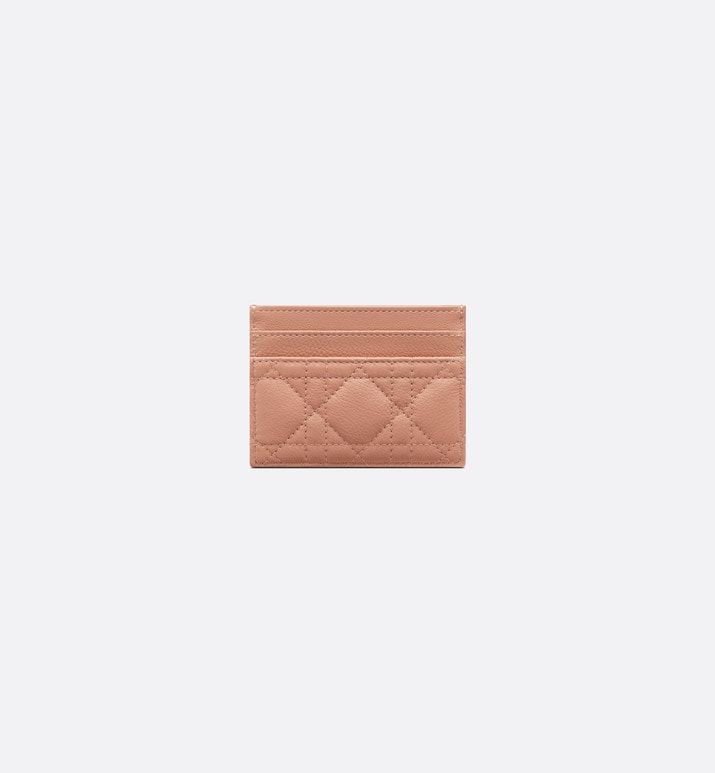 Dior Caro Five-Slot Card Holder • Rose Des Vents Supple Cannage Calfskin
