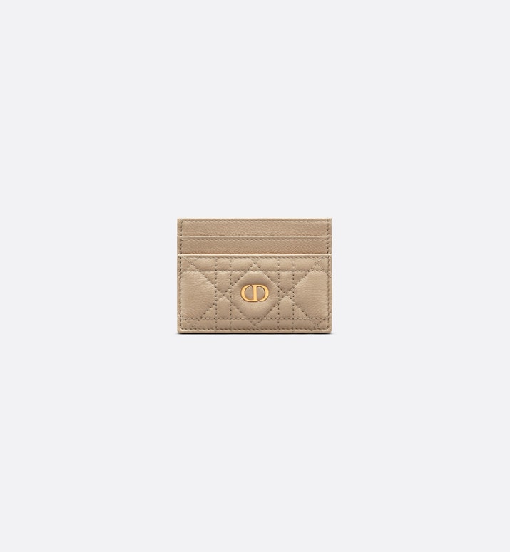 Dior Caro Five-Slot Card Holder • Sand-Colored Supple Cannage Calfskin