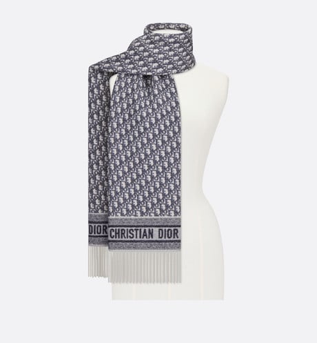 Dior Oblique Scarf • Navy Blue Cashmere